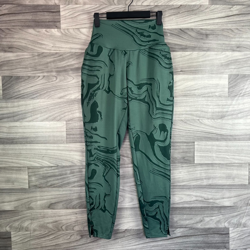 Gymshark Jogger Pants Womens XS‎ Green Swirl Print High Waisted Yoga Leggings